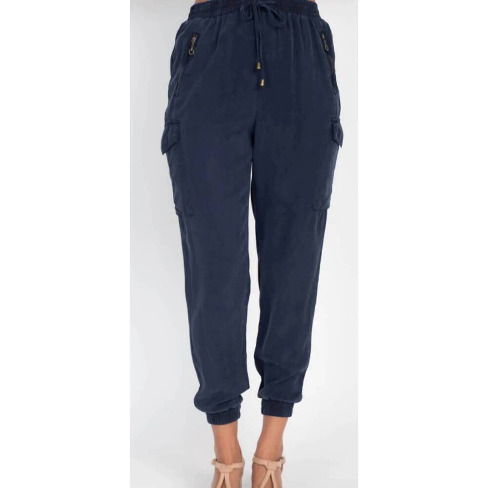 NEW MONTREZ tencel cargo joggers in navy